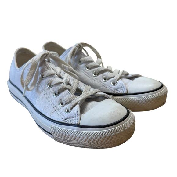 CONVERSE All Star White Leather Sneakers Unisex 09058 M 5 W 7 Y2K Athleisure - Picture 1 of 10
